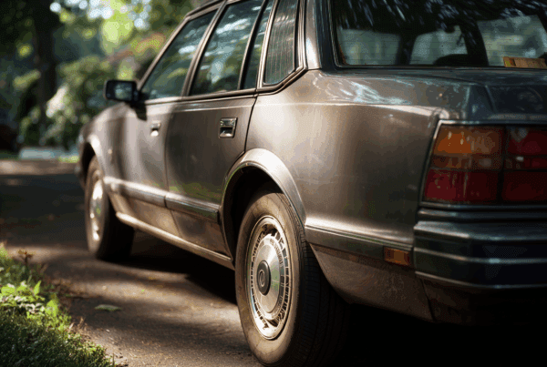 A used car sitting in a driveway
