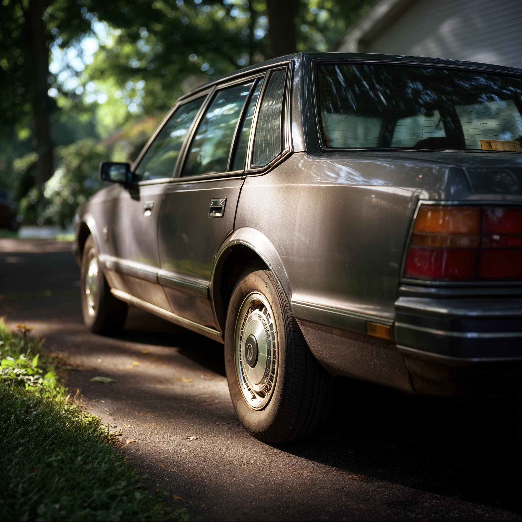 A used car sitting in a driveway