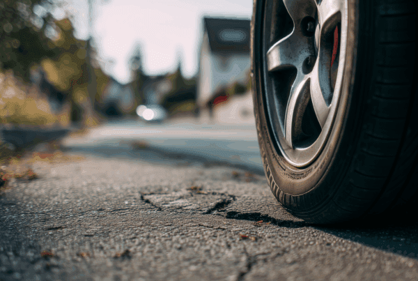 A close-up of a car tire
