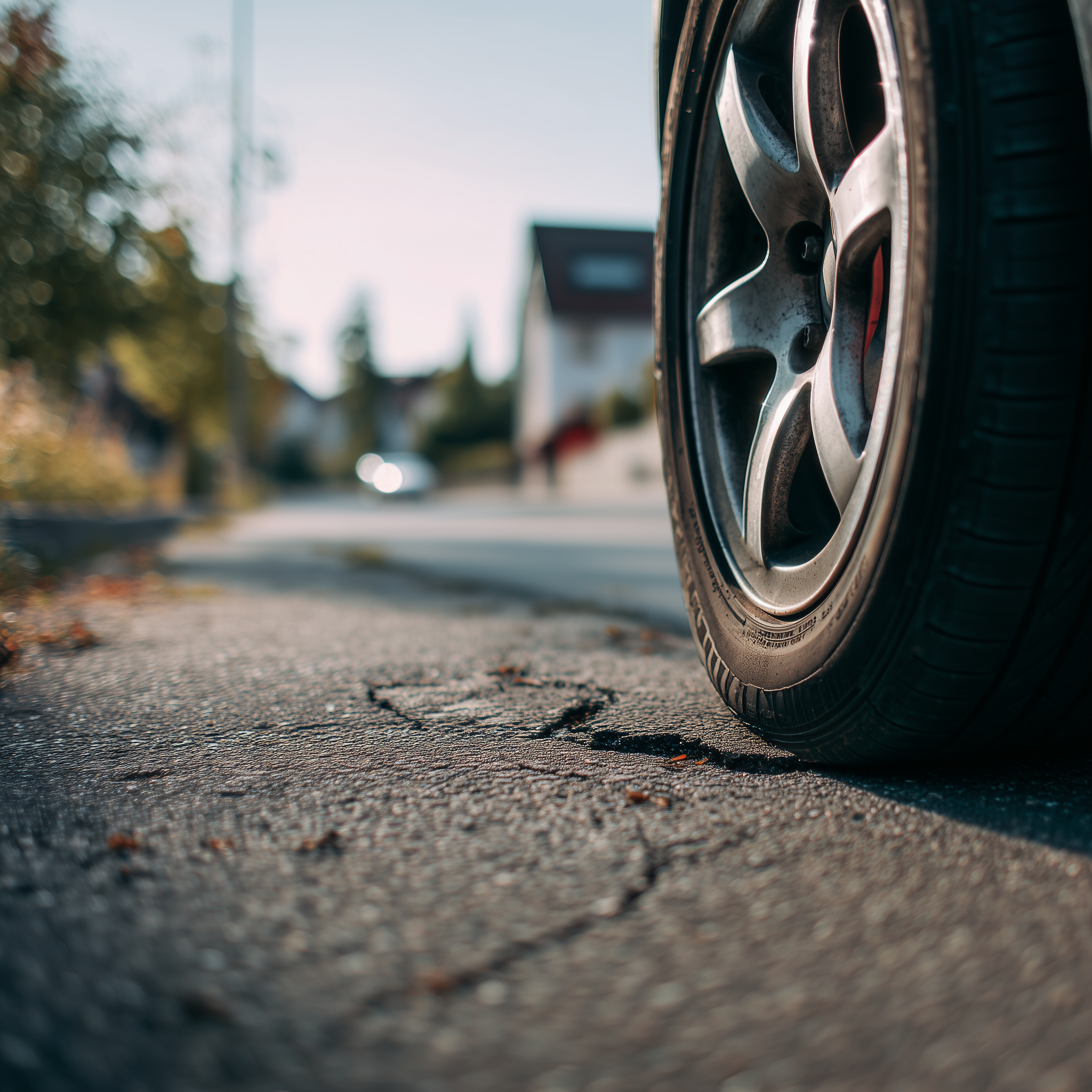 A close-up of a car tire
